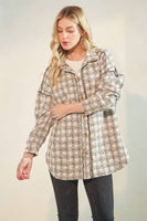 Puff Sleeve Plaid Button Down Shacket