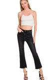High Rise Straight Raw Hem Cropped Denim