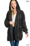 Hooded Faux Fur Jacket With Pockets