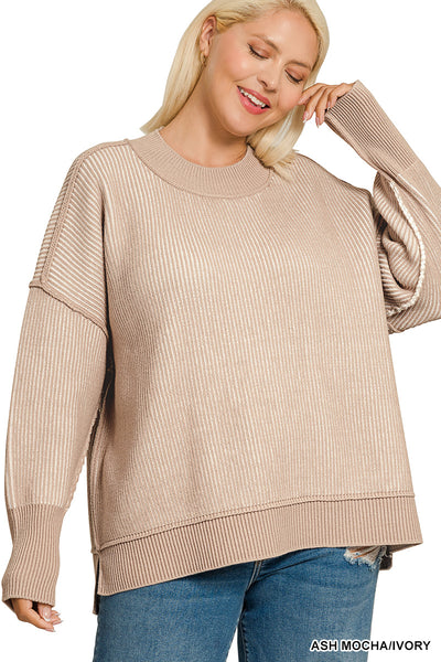 Plus Exposed Seam Two Tone Sweater