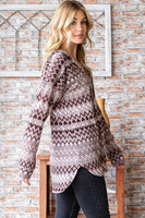 Brown Aztec Hoodie Top