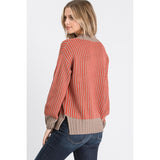 Vertical Stripe V Neck Sweater