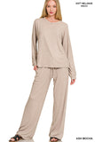 Soft Melange Hacci Long Sleeve Tee And Pant Set