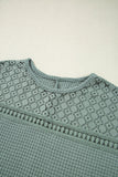 Mist Green Lace and Waffle Short Sleeve Top