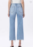 Flying Monkey High Rise Distressed Crop Slim Wide Jeans