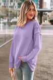 Horizontal Ribbed Exposed Seam Crew Neck