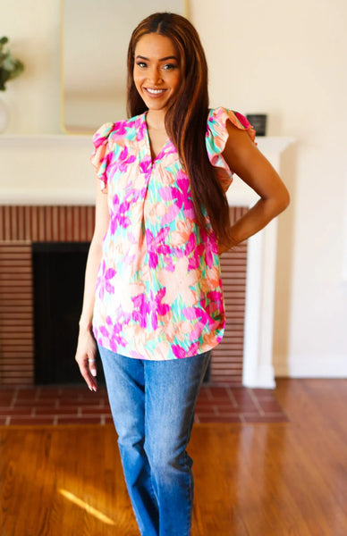 Tropical Flutter Sleeve Top