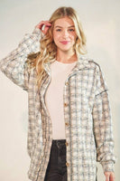 Puff Sleeve Plaid Button Down Shacket