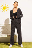 Light Knit Striped Zip Up Hoodie And Pants Set