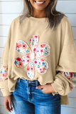 Floral Applique Baggy Pullover Sweatshirt