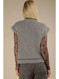 Two Tone Ribbed Sweater Vest