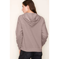 Hooded Button Down Front Pocket Terry Pullover