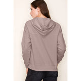 Hooded Button Down Front Pocket Terry Pullover