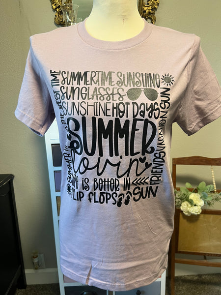Light Violet Summer Lovin Word Art Tshirt
