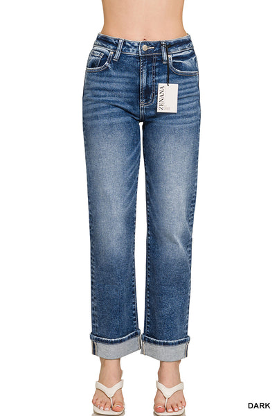 Cuffed Straight Denim Jean