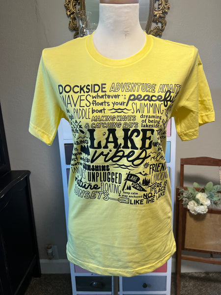 Lake Vibes Yellow Word Art Tshirt
