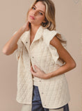 Quilted Knit Ruffle Sleeve Vest