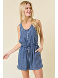 Sleeveless Drawstring Waist Romper