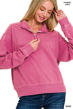Half Zip Enzyme Washed Pullover