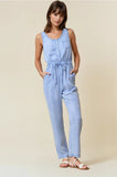 Scoop Neck Sleeveless Denim Jumpsuit