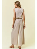V Neck Brushed Modal Wide Culotte Leg Jumpsuit