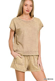 Cotton Washed Sleeveless Top & Shorts Set