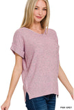 Center Seam Short Sleeve Sweater