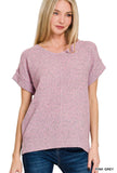 Center Seam Short Sleeve Sweater