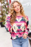 Magenta Tribal Print Dolman Top