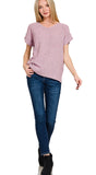 Center Seam Short Sleeve Sweater