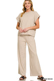 Ribbed Short Sleeve Tee And Pants Set