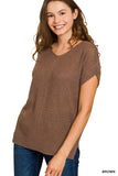 Center Seam Short Sleeve Sweater