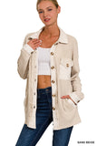 Cotton Waffle Acid Wash Shacket