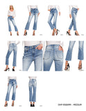 High Rise Straight Raw Hem Cropped Denim