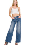 High Waist Straight Leg Medium Wash Jean