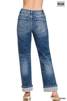 Plus Cuffed Straight Denim Jeans