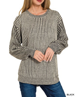 Curved Hem Two Tone Sweater