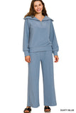 Ribbed Half Zip Pullover And Pant Set
