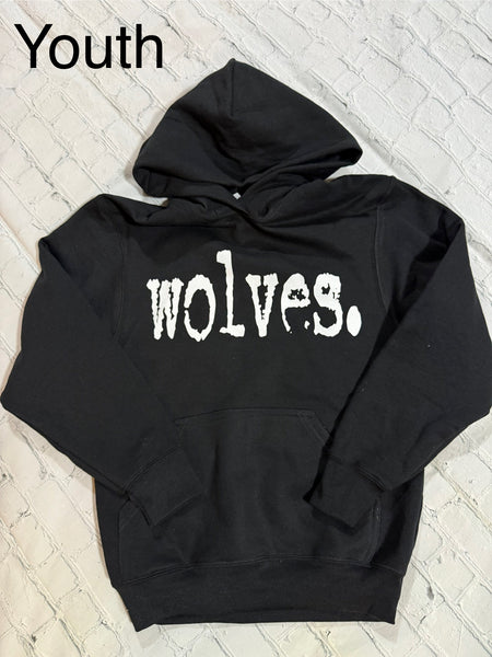 Wolves Grunge Letter Hoodie Youth