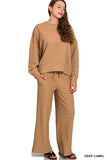 Ribbed Round Neck Pullover & Pants Set