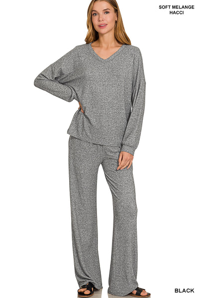 Soft Melange Top and Pants Set