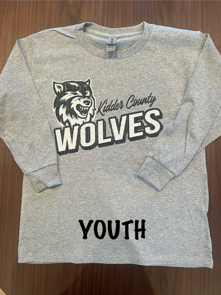 Wolves Long Sleeve Youth Sport Grey Tshirt