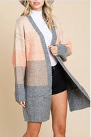 Color Block Cardigan Open Front