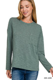 Hacci Long Sleeve Top With Pocket