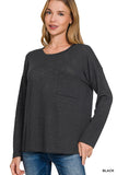 Hacci Long Sleeve Top With Pocket