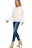 Hacci Long Sleeve Top With Pocket