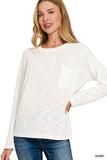 Hacci Long Sleeve Top With Pocket