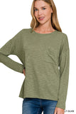 Hacci Long Sleeve Top With Pocket