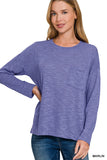 Hacci Long Sleeve Top With Pocket