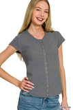 Snap Button Short Sleeve Top